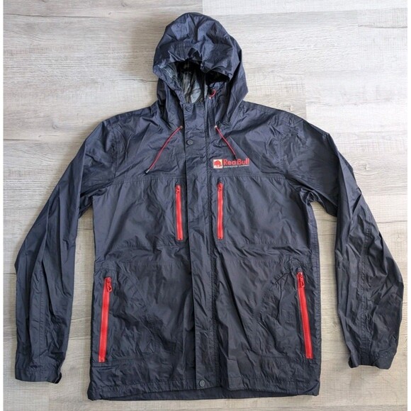 Red Bull Distribution Rain Jacket Windbreaker Nylon Men's Sz XL Blue Red